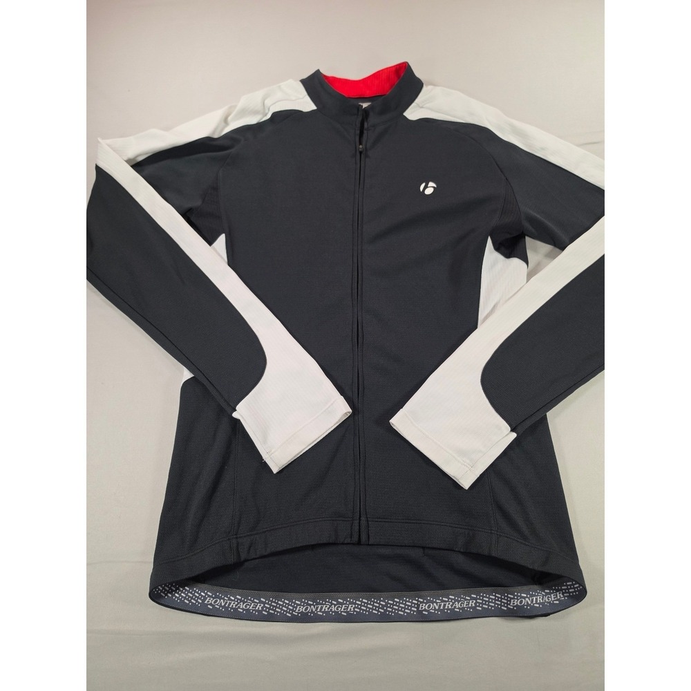 Bontrager Mens Cycling Jersey Long Sleeve Full Zip Black White Red Size L